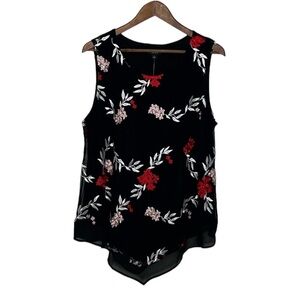 Alfani Rouge Romance Knit Embroidered Floral Sleeveless Blouse
